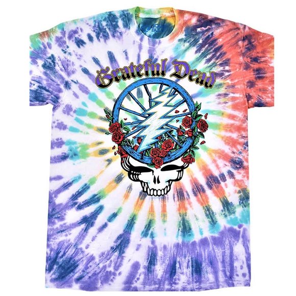 Grateful Dead Berha Steal Your Face Tie Dye Liquid Blue rock Official L NWT - Picture 2 of 6